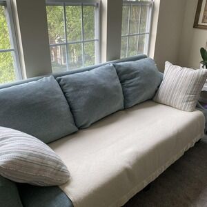 Vintage Touch of Glass Virgin Acrylic Blanket 88x66" Ivory Satin Trim Made USA